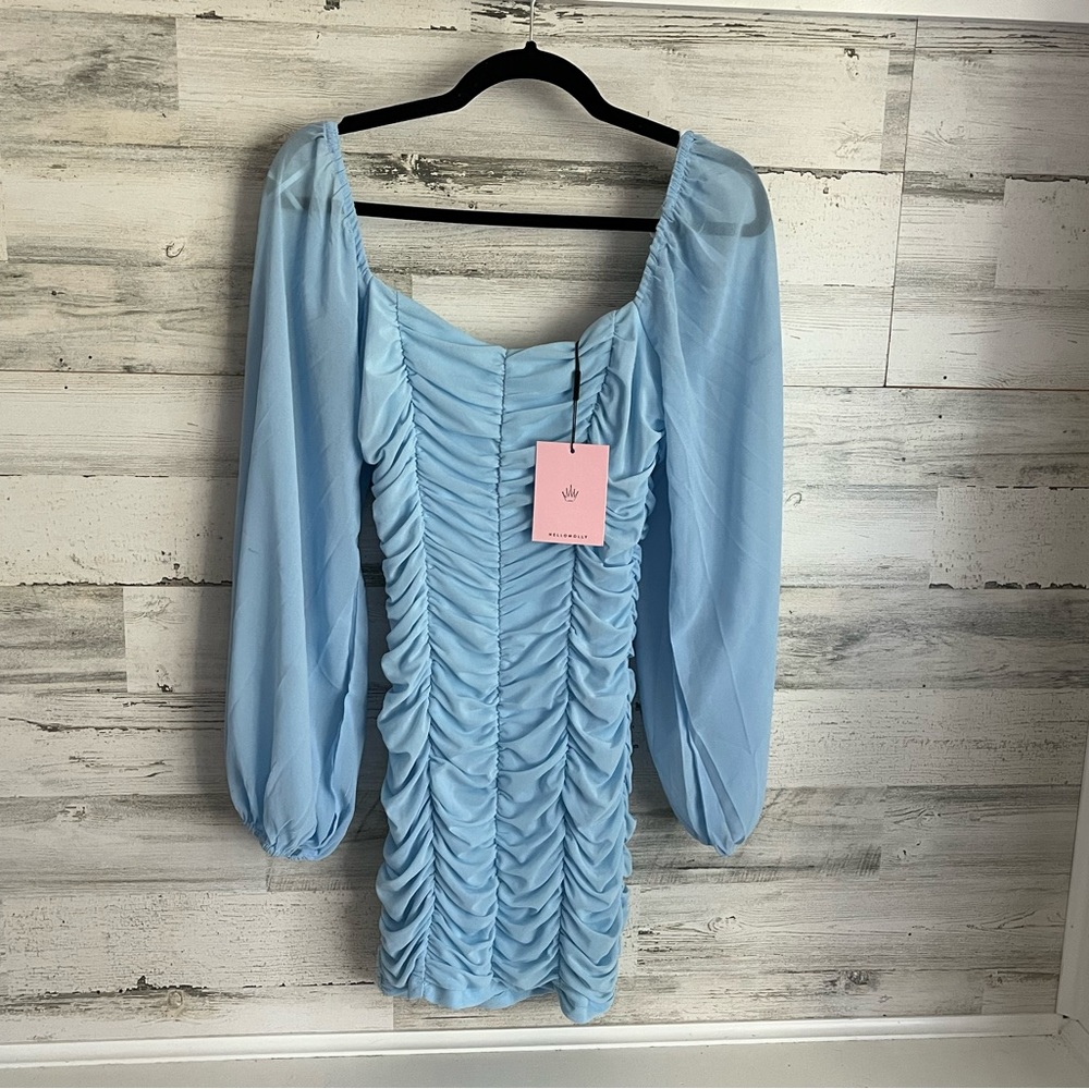 NWT Hello Molly Luxury Love Dress Blue M (8) Homecoming Dress Long Sleeves